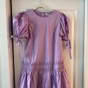 Poplin Ruffle Sleeve Dress